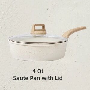 NEW 4qt 12in Carote Nonstick White Saute Pan with Lid